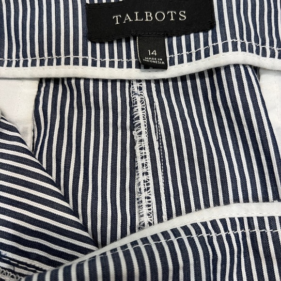 Talbots Nautical Seersucker Blue/White Striped Skirt Size 14 - Picture 4 of 6